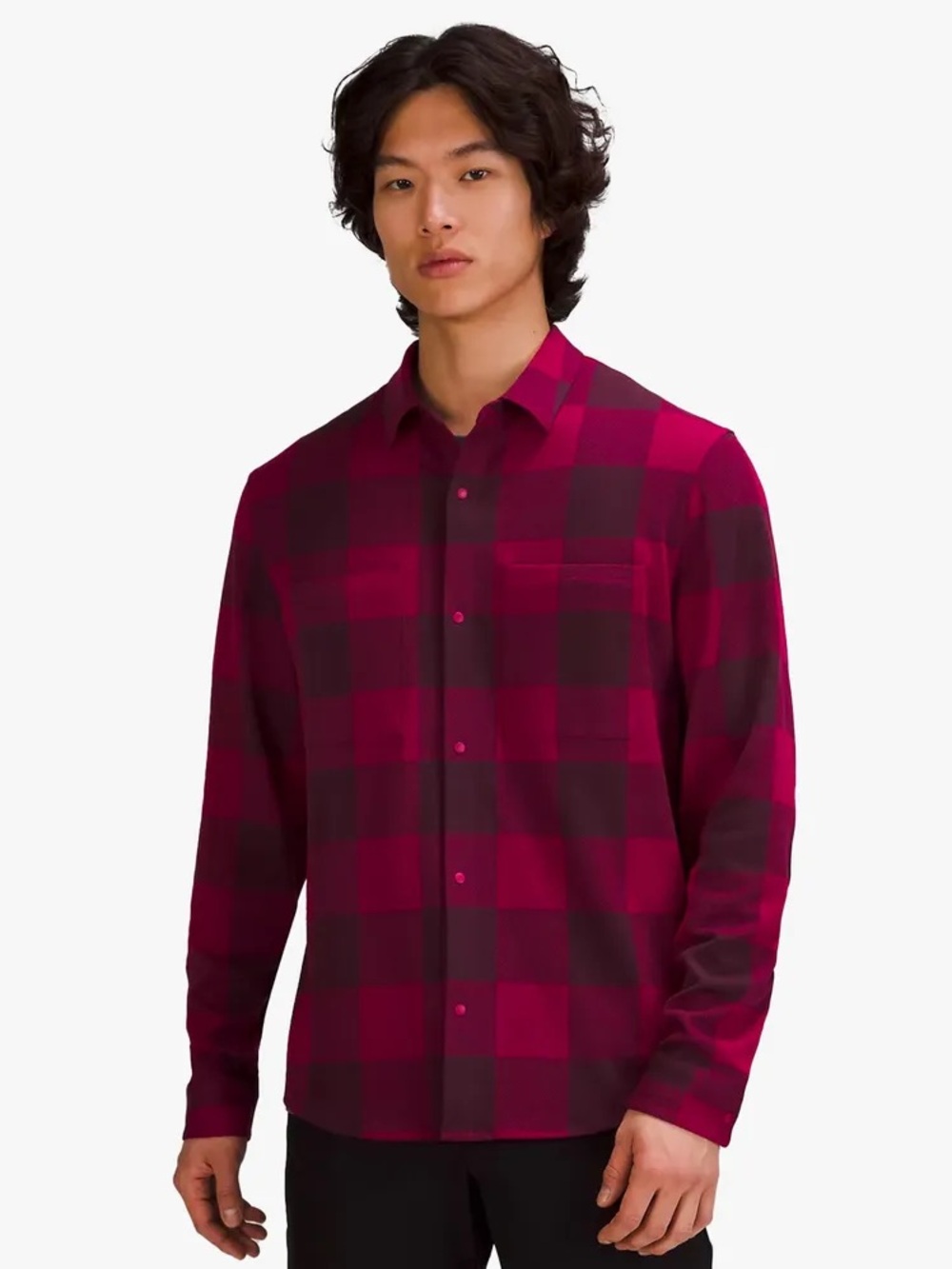 Lululemon Soft Knit Overshirt Check Plaid Cassis Pomegranate Shacket Layering